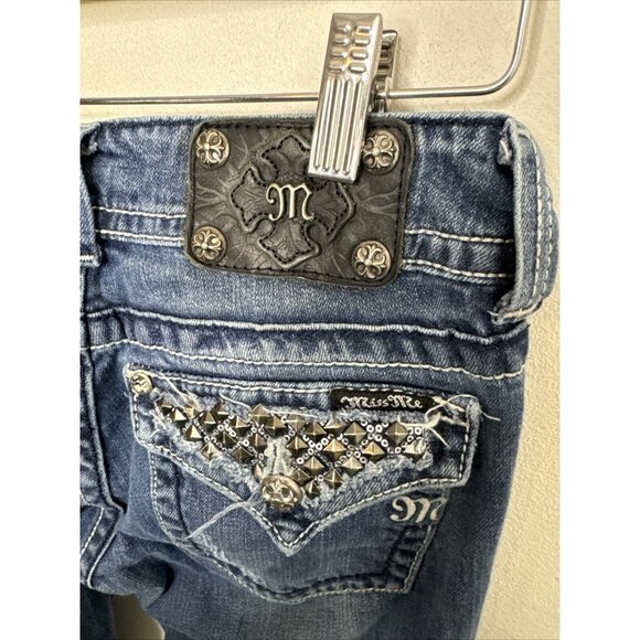 Miss Miss Women’s 28x32 Blue Denim Jeans Straight Embroidered Stretch - Picture 6 of 8